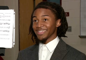 Ronald McNair High School senior Jaedin Wright celebrates earning over $3.4 million in scholarships
