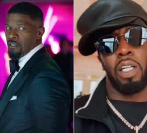 Jamie Foxx speaking during a Hollywood Reporter roundtable, addressing Diddy conspiracy rumors