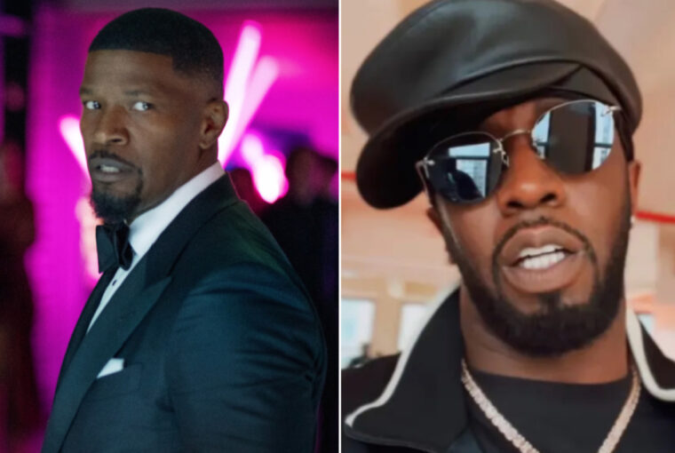 Jamie Foxx speaking during a Hollywood Reporter roundtable, addressing Diddy conspiracy rumors