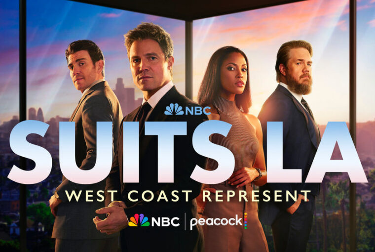 Stephen Amell and the cast of “Suits LA” in a courtroom scene from the canceled NBC spinoff