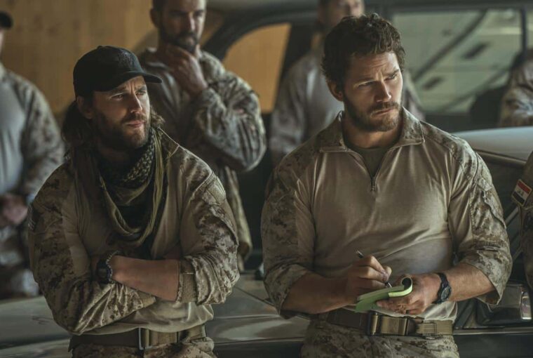 Taylor Kitsch as Ben Edwards and Chris Pratt as James Reece in The Terminal List: Dark Wolf