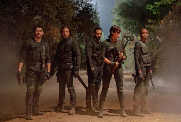 Tuah, Nicky, Joe, Andy, and Nile unite in a team shot from The Old Guard 2 on Netflix.