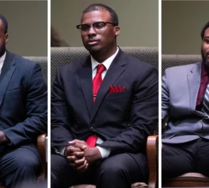 Tadarrius Bean, Demetrius Haley, and Justin Smith, the three former Memphis police officers acquitted in the fatal beating of Tyre Nichols, appear in court during their state trial.